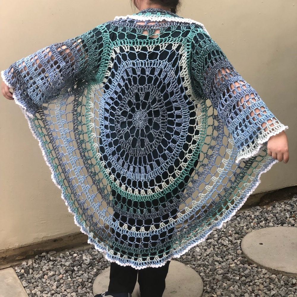 Handmade crochet Circle/Mandela Sweater jacket